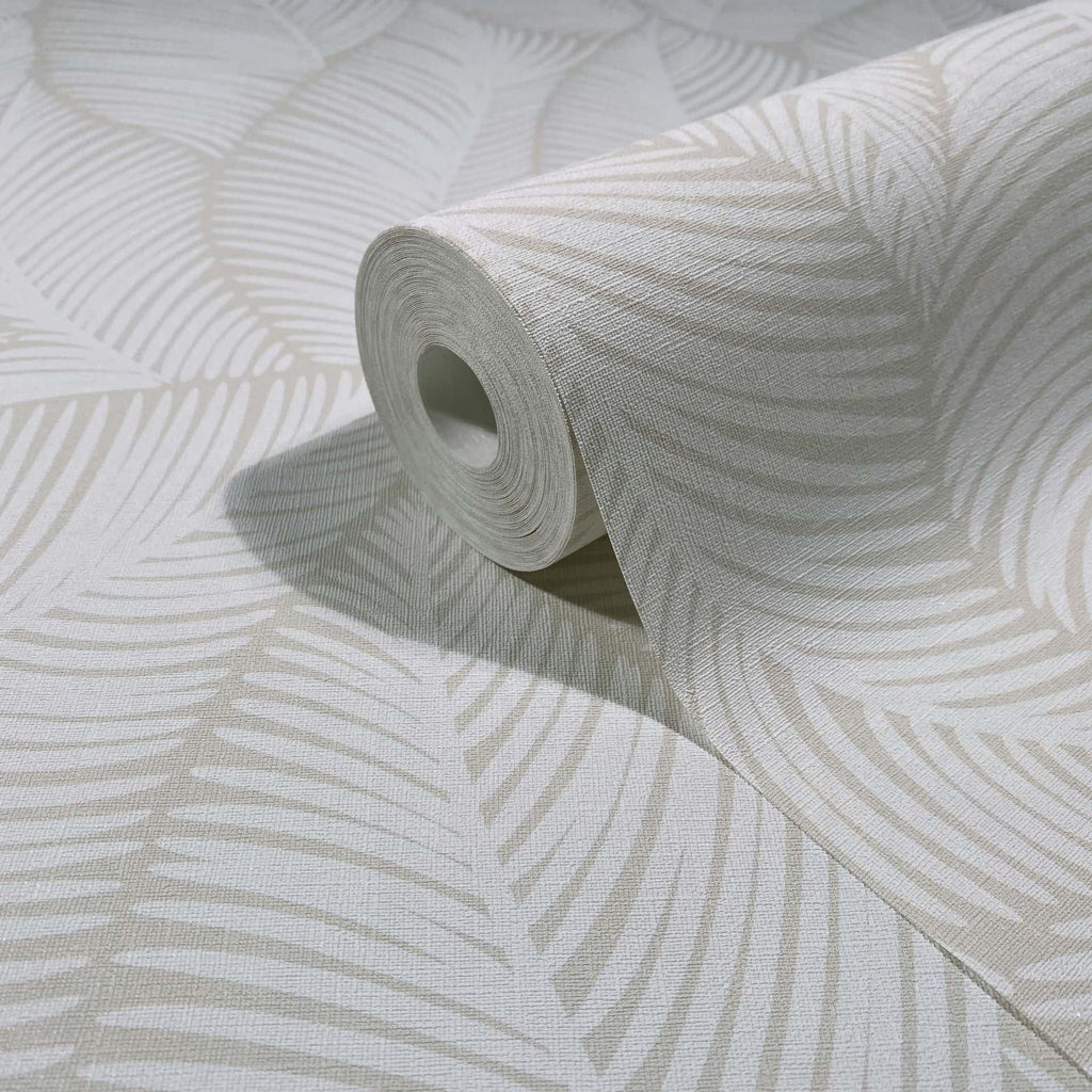 Vliestapete weiß, beige pflanzen