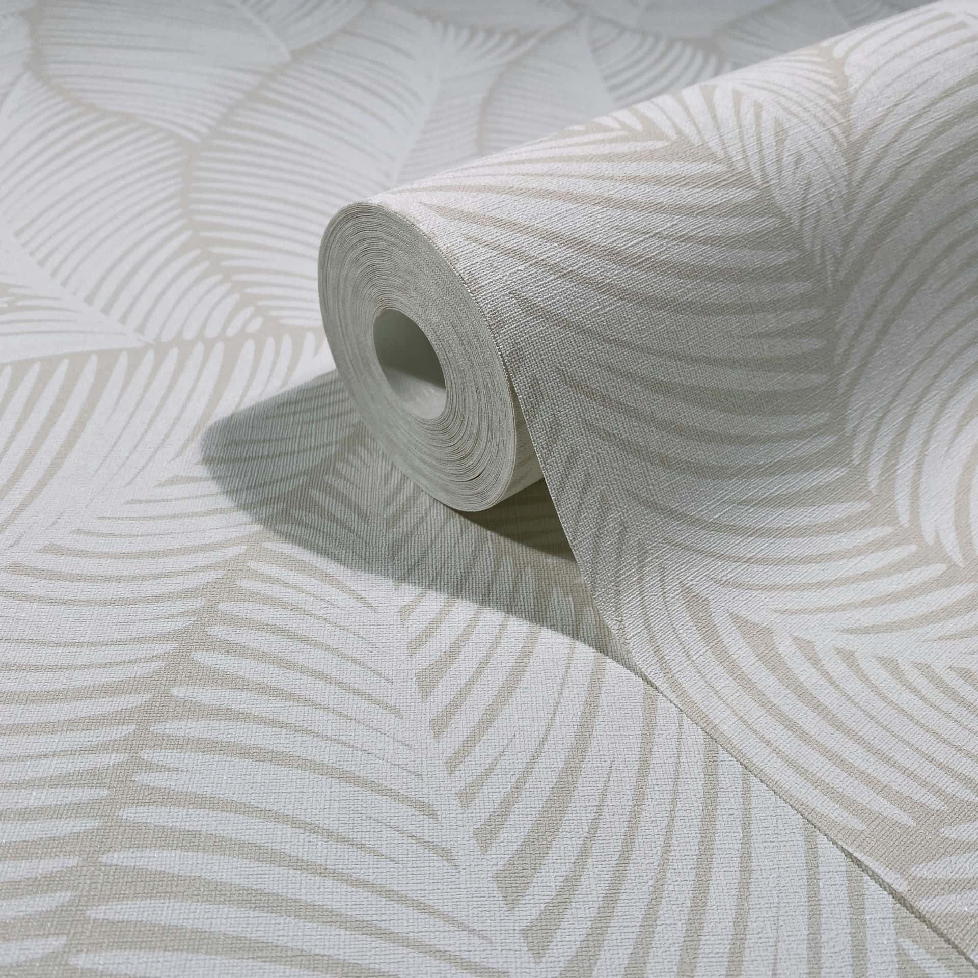 Vliestapete weiß, beige pflanzen