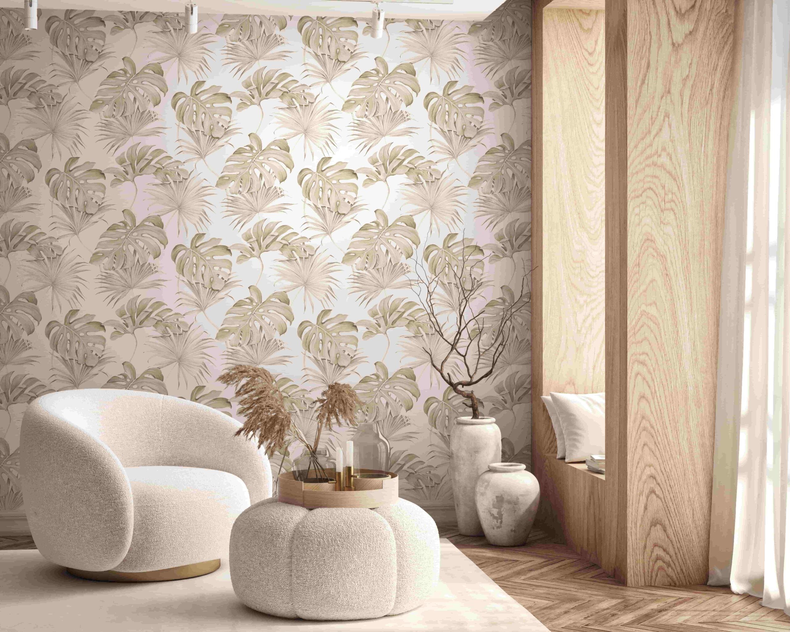 Vliestapete beige pflanzen