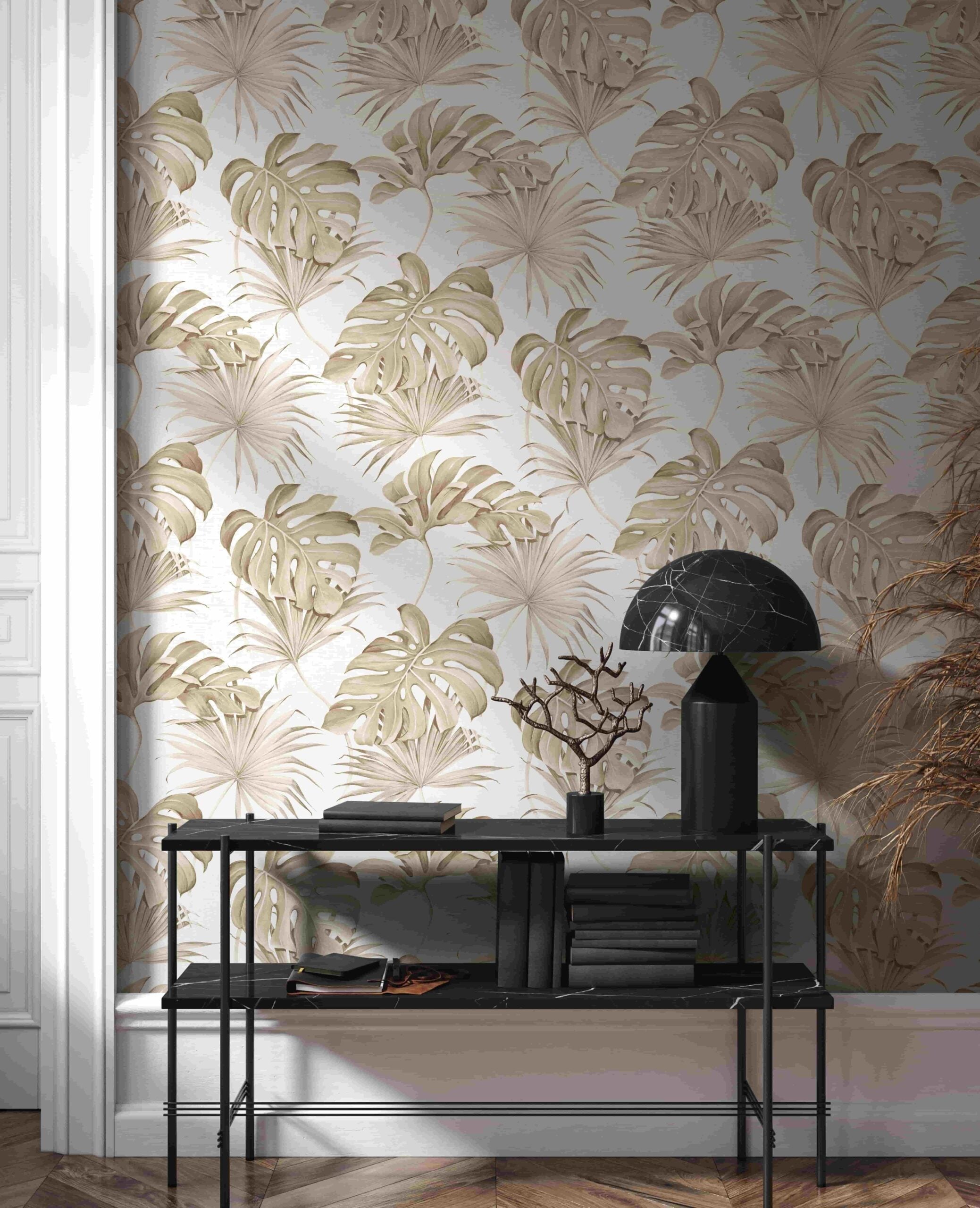 Vliestapete beige pflanzen