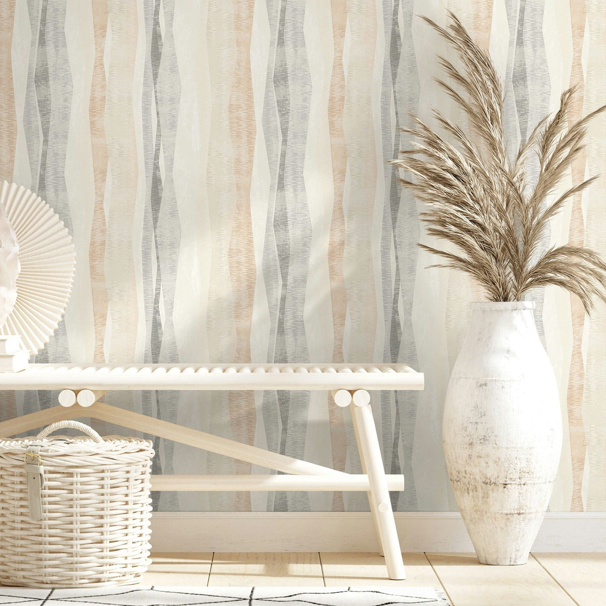 Papel pintado tejido no tejido gráfico gris y beige - Marburg - Imagen 2