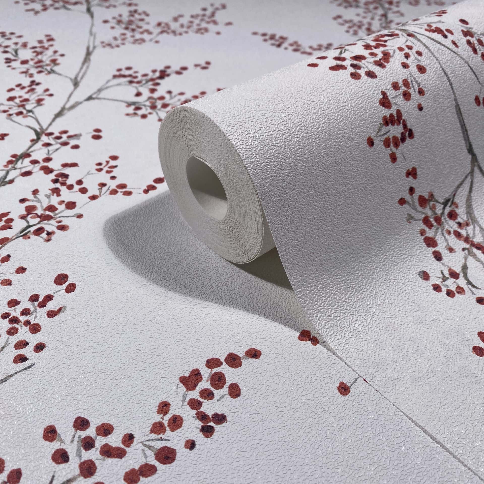 Vliestapete weiß, rot pflanzen