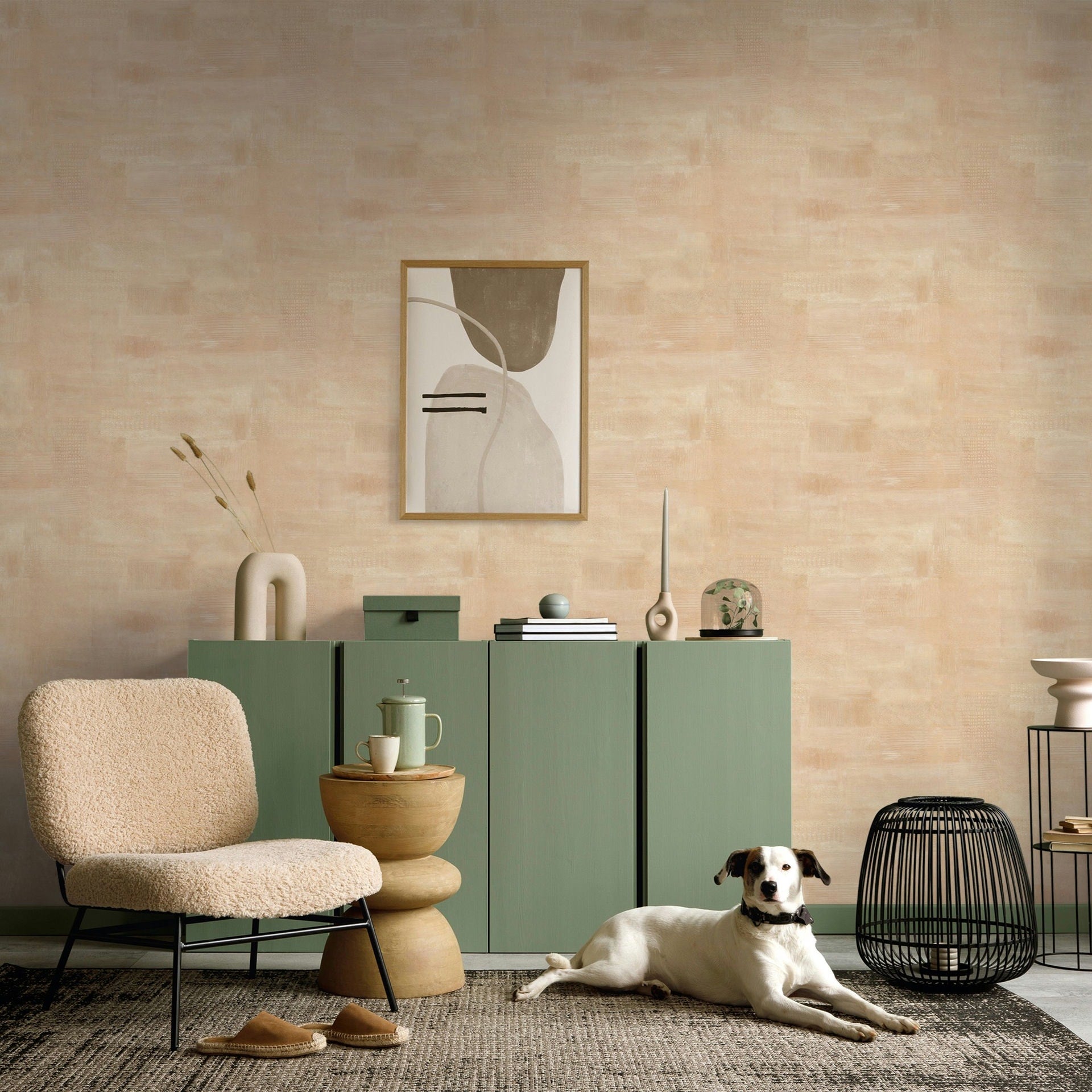 Vliestapete beige einfarbig