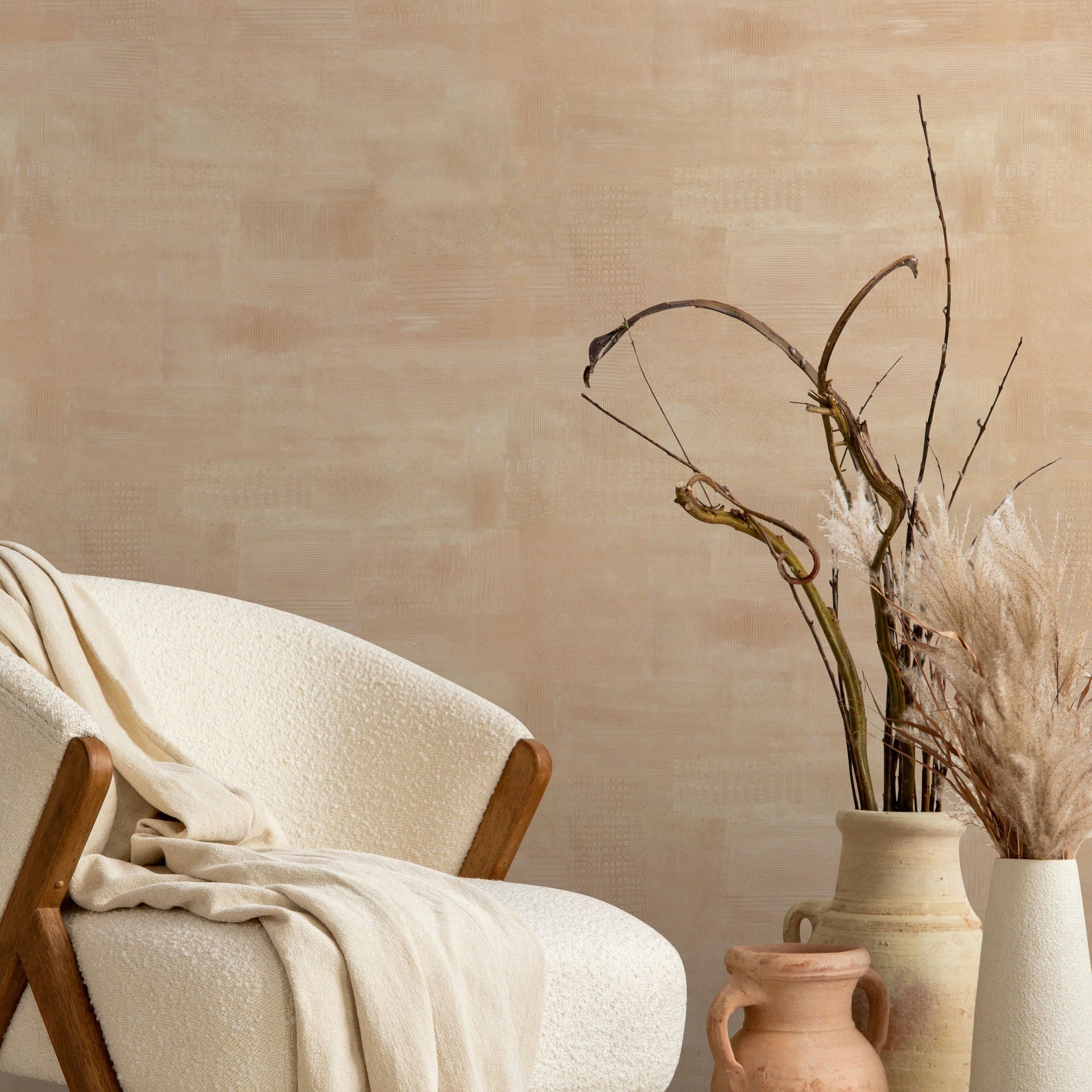 Vliestapete beige einfarbig