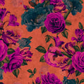 Fotomural Walls by Patel - Spanish rose 2 - Rose blossom wallpaper, natural structure with bright colours - Orange, Violet