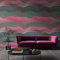 Fotomural Walls by Patel - Space 1 - photo wallpaper waves pattern pink & green retro style