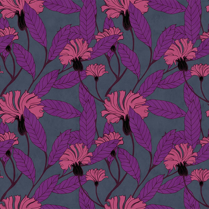 Fotomural Walls by Patel - Cloves 2 - Blotting paper style floral wallpaper - Blue, Pink