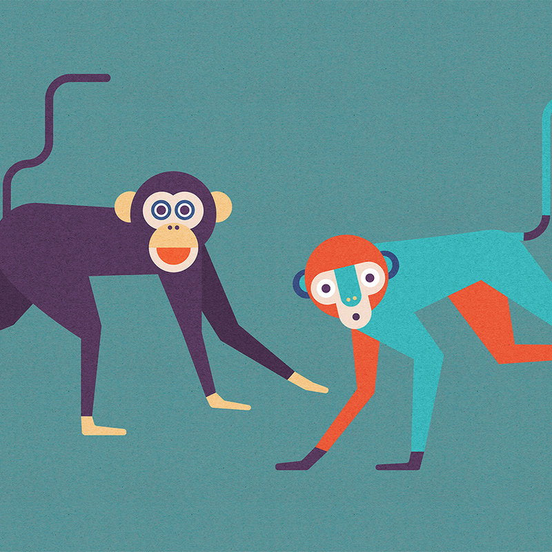 Fotomural Walls by Patel - Monkey Busines 1 - Wallpaper in cardboard structure, monkey gang in comic style - Beige, Orange