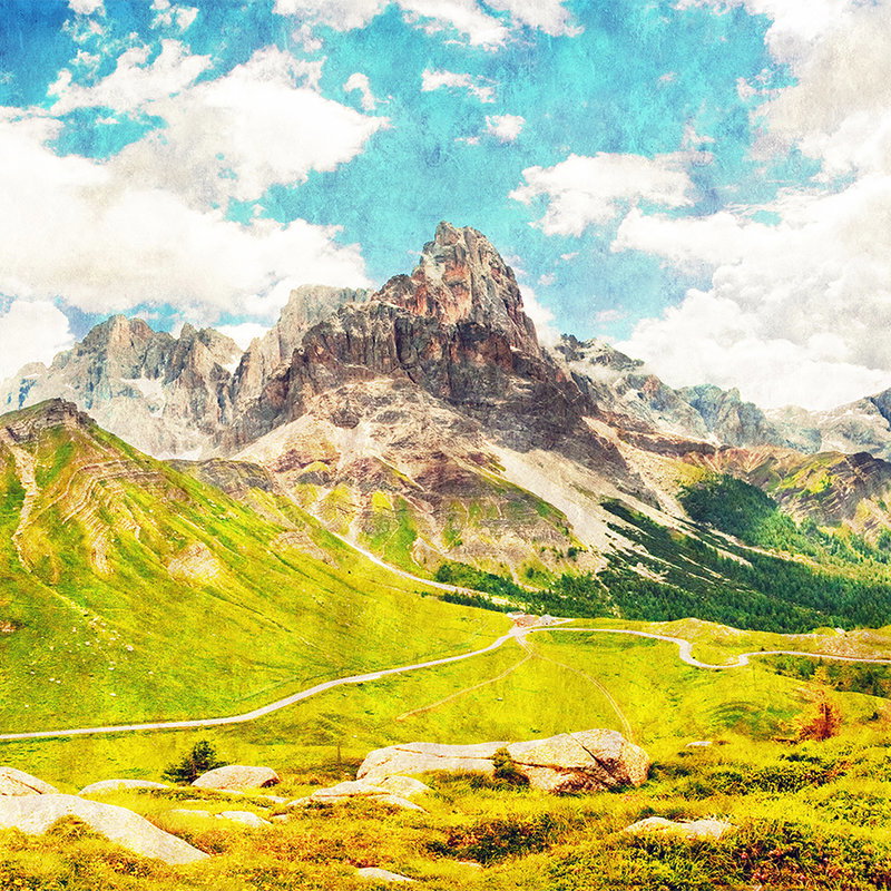 Fotomural Walls by Patel - Dolomiti 1 - Photo wallpaper Dolomites Retro Photography - Blotting Paper - Blue, Green