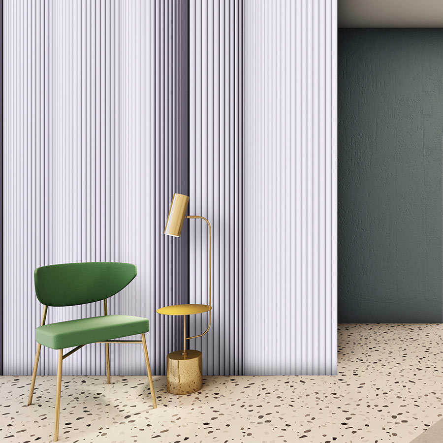 Fotomural Walls by Patel - Magic Wall 1 - stripes photo wallpaper 3D illusion effect, purple & white