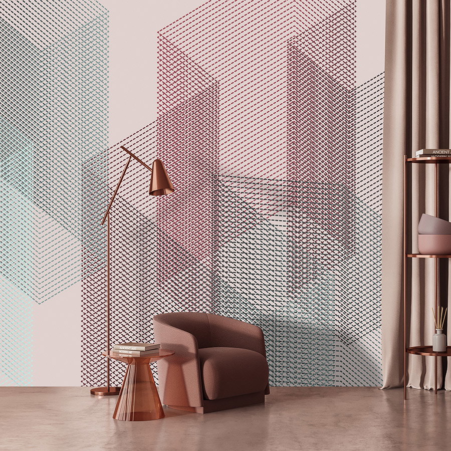 Fotomural Walls by Patel - Photo wallpaper »mesh 1« - Abstract 3D design - Red, Blue
