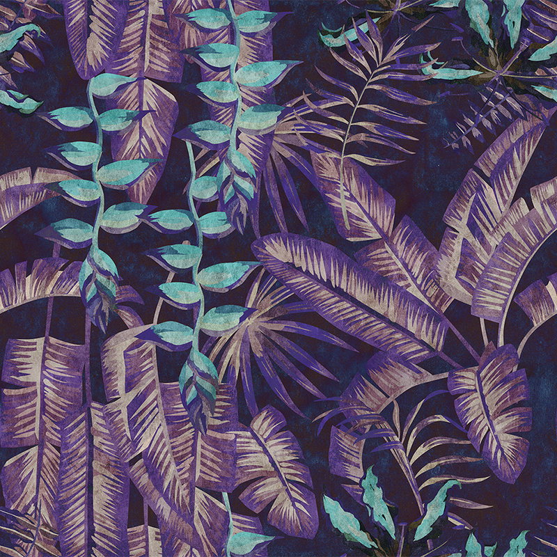 Fotomural Walls by Patel - Tropicana 6 - digital print wallpaper in blotting paper texture with jungle motif - turquoise, violet