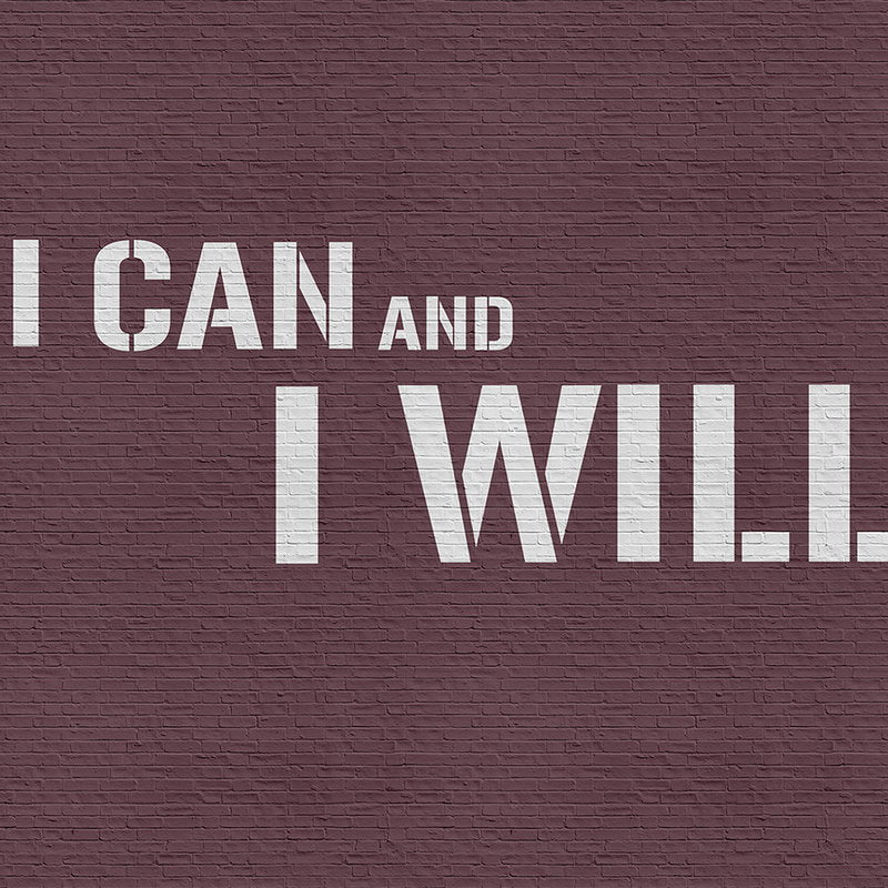 Fotomural Walls by Patel - Message 3 - Red brick wall with motivational slogan - Grey, Red