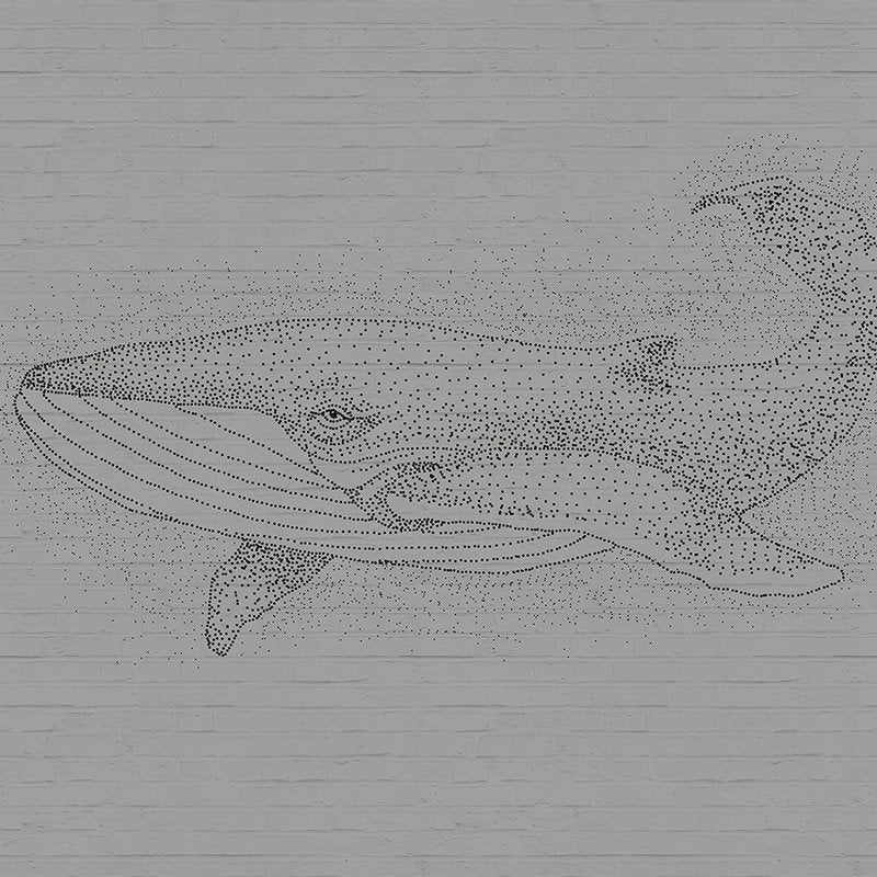 Fotomural Walls by Patel - Photo wallpaper whale in drawing style on 3D stone wall