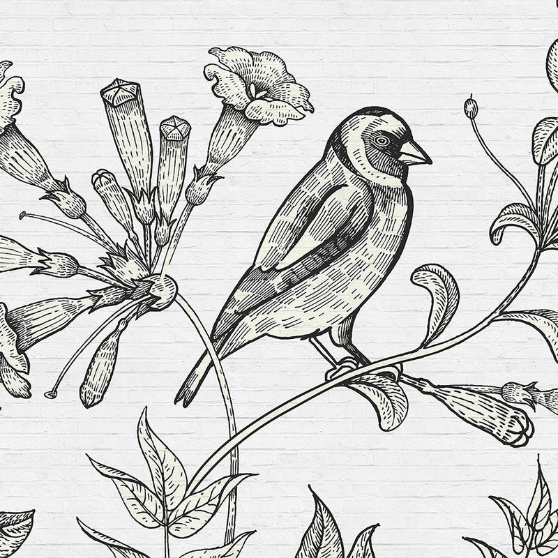 Fotomural Walls by Patel - Stone wall mural with nature design in drawing style