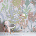 Fotomural Walls by Patel - Photo wallpaper »sophia« - Colourful floral pattern on concrete plaster texture - Smooth, slightly shiny premium non-woven fabric