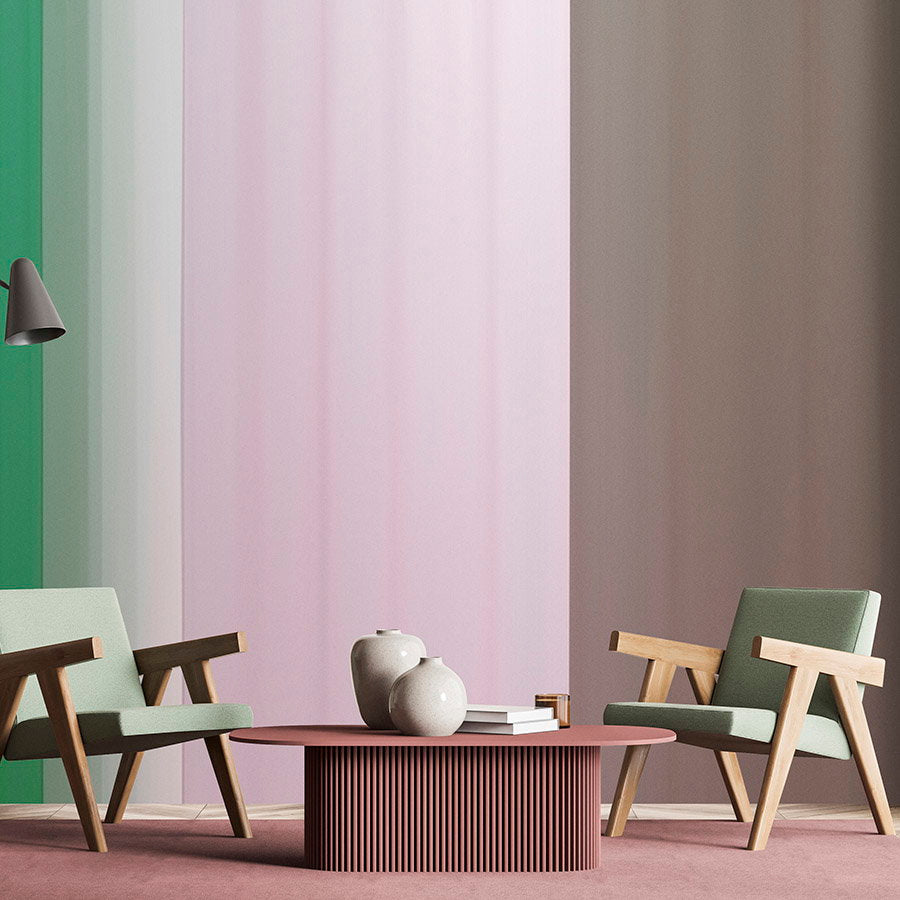 Fotomural Walls by Patel - Photo wallpaper »co-coloures 1« - Colour gradient with stripes - Green Pink, Brown