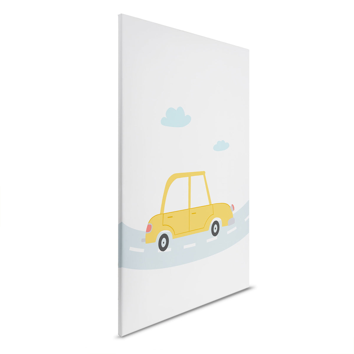 Alegre coche amarillo - Cuadro en lienzo para habitación infantil
