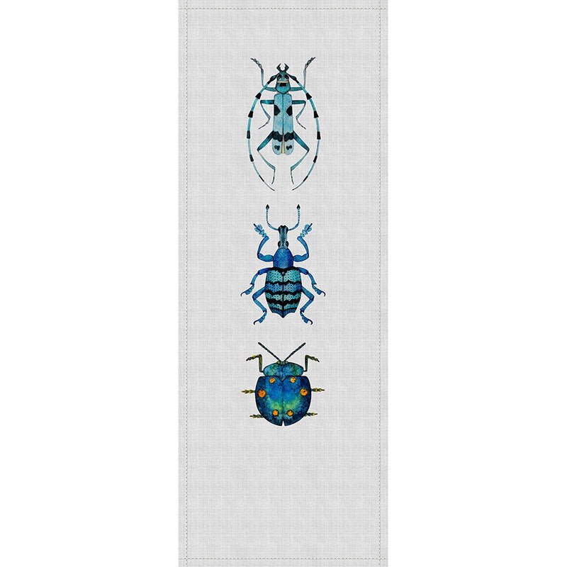 Fotomural Walls by Patel - Buzz panels 5 - Digital print panel with colourful beetles- Nature linen Strukutr - Blue, Grey
