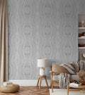 Fotomural Panel XXL 5 - Graphic wall mural with kaleidoscope motif grey on premium smooth non-woven