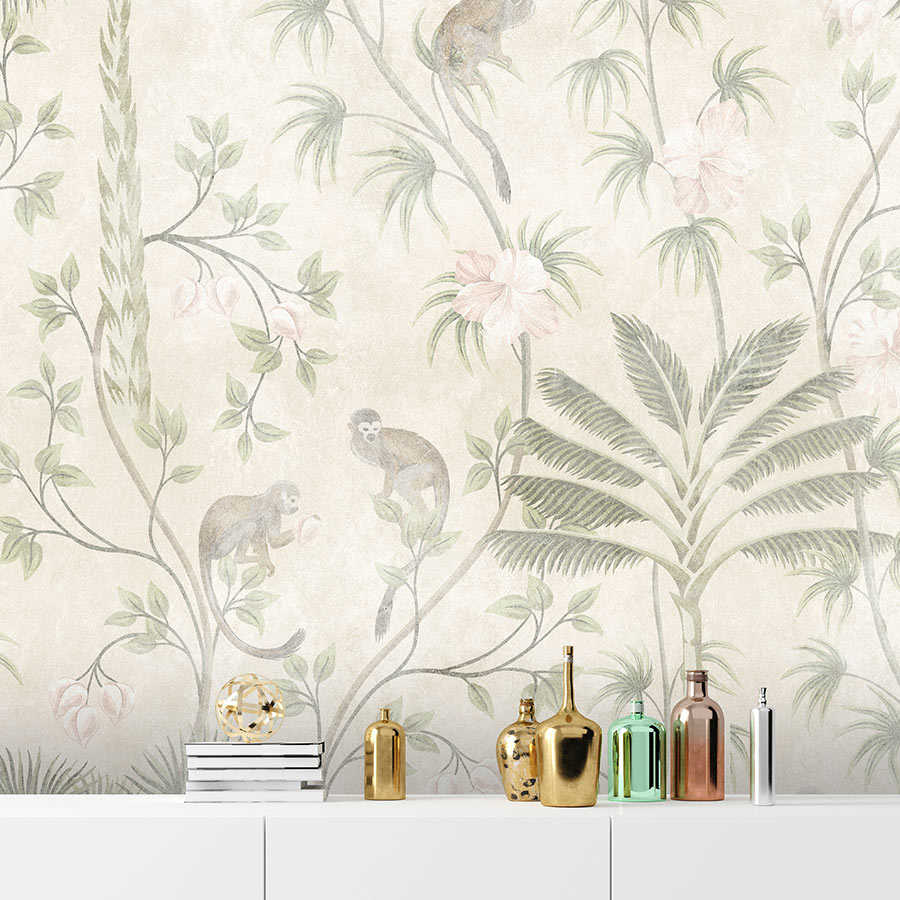 Fotomural Walls by Patel - Life in the Tree 2 - mural beige leaves motif in colonial style