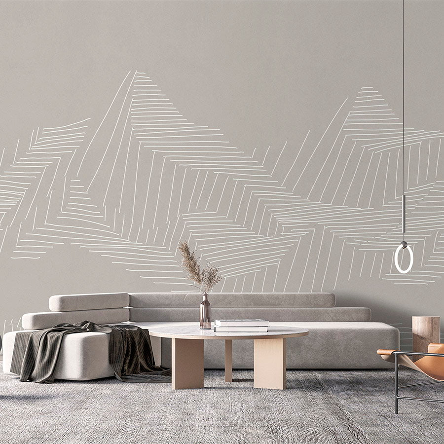 Fotomural Walls by Patel - Photo wallpaper »victor« - Mountain landscape with line pattern - Grey