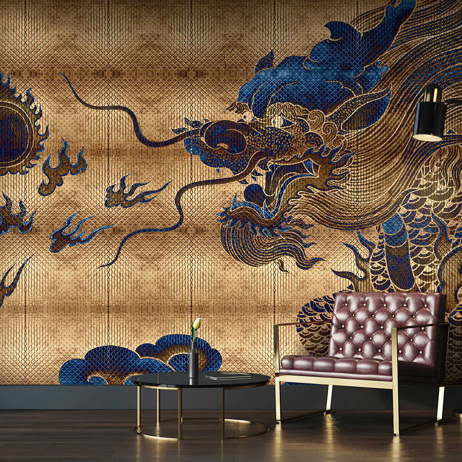 Fotomural Walls by Patel - Shenzen 2 - wall mural gold dragon in Asian Syle