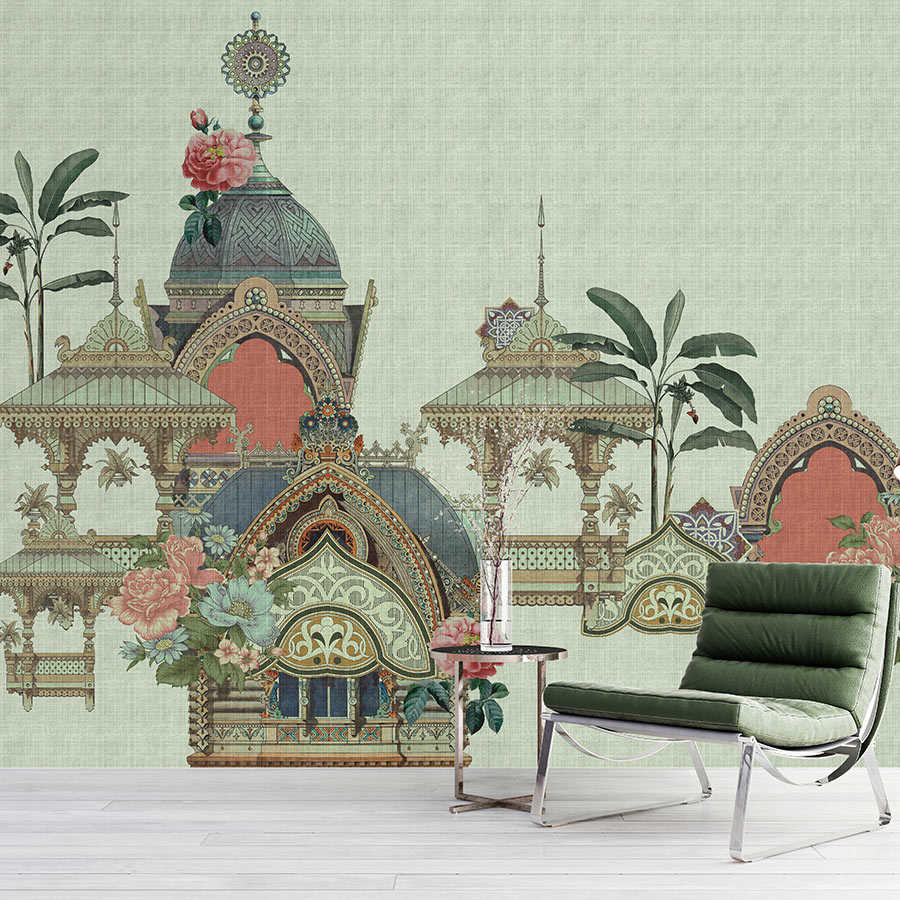 Fotomural Walls by Patel - Jaipur 1 - photo wallpaper India temple & flowers design