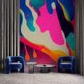 Fotomural Walls by Patel - urbania2 - Photo wallpaper colour in flowing 3D optics in canvas look - pink, turquoise
