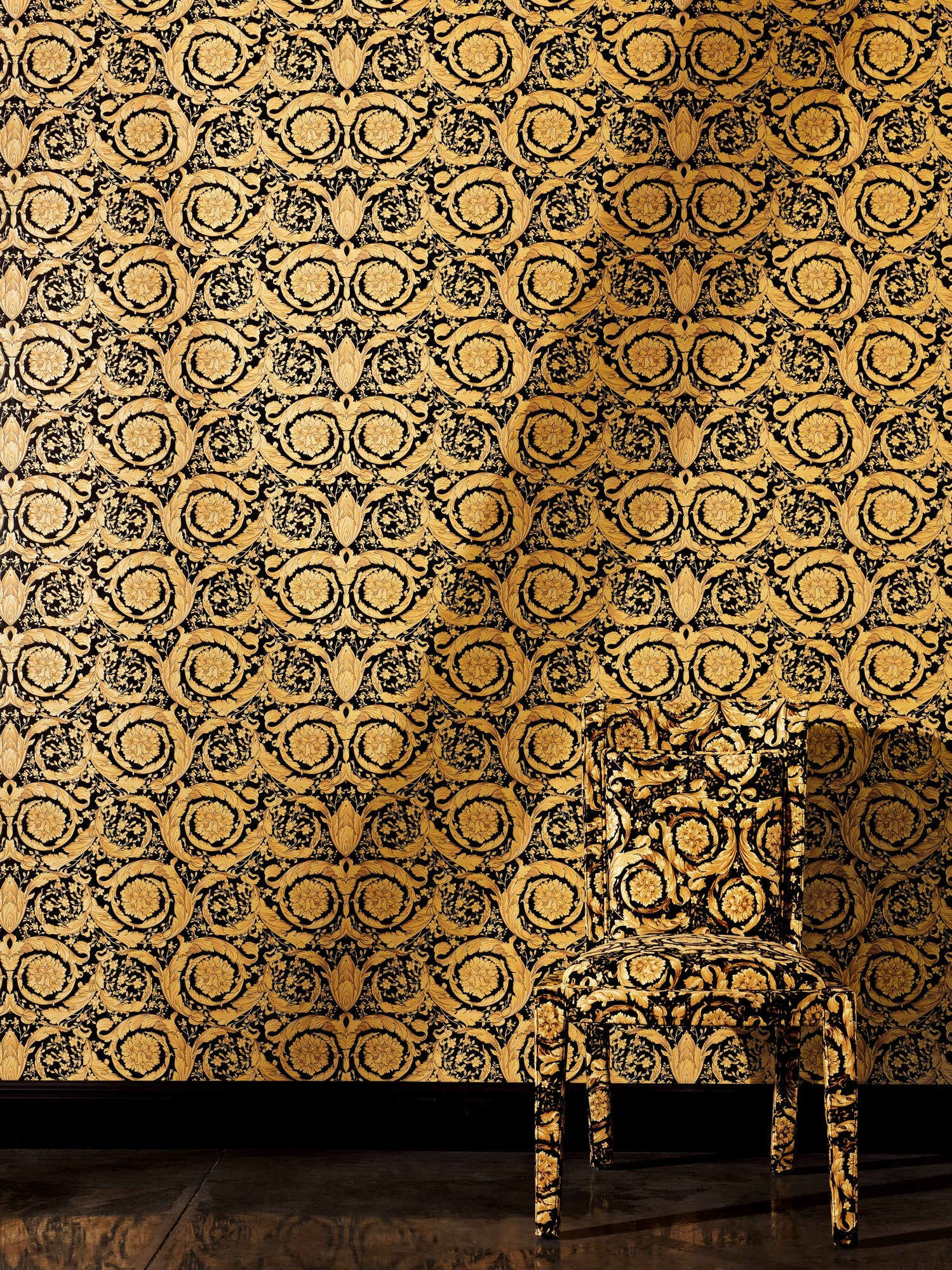 Versace 6-Vliestapete Vinyltapete Schwarz Floral
