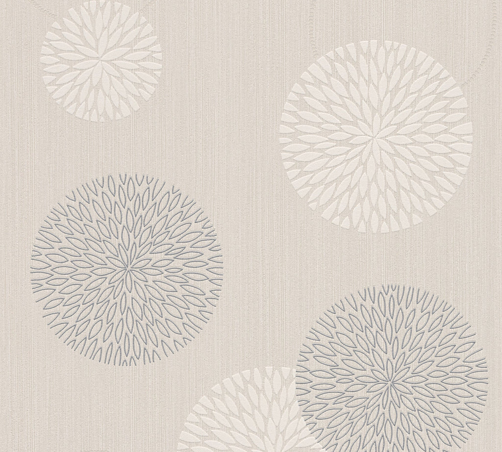 Hochwertige Vliestapete Beige Kreise