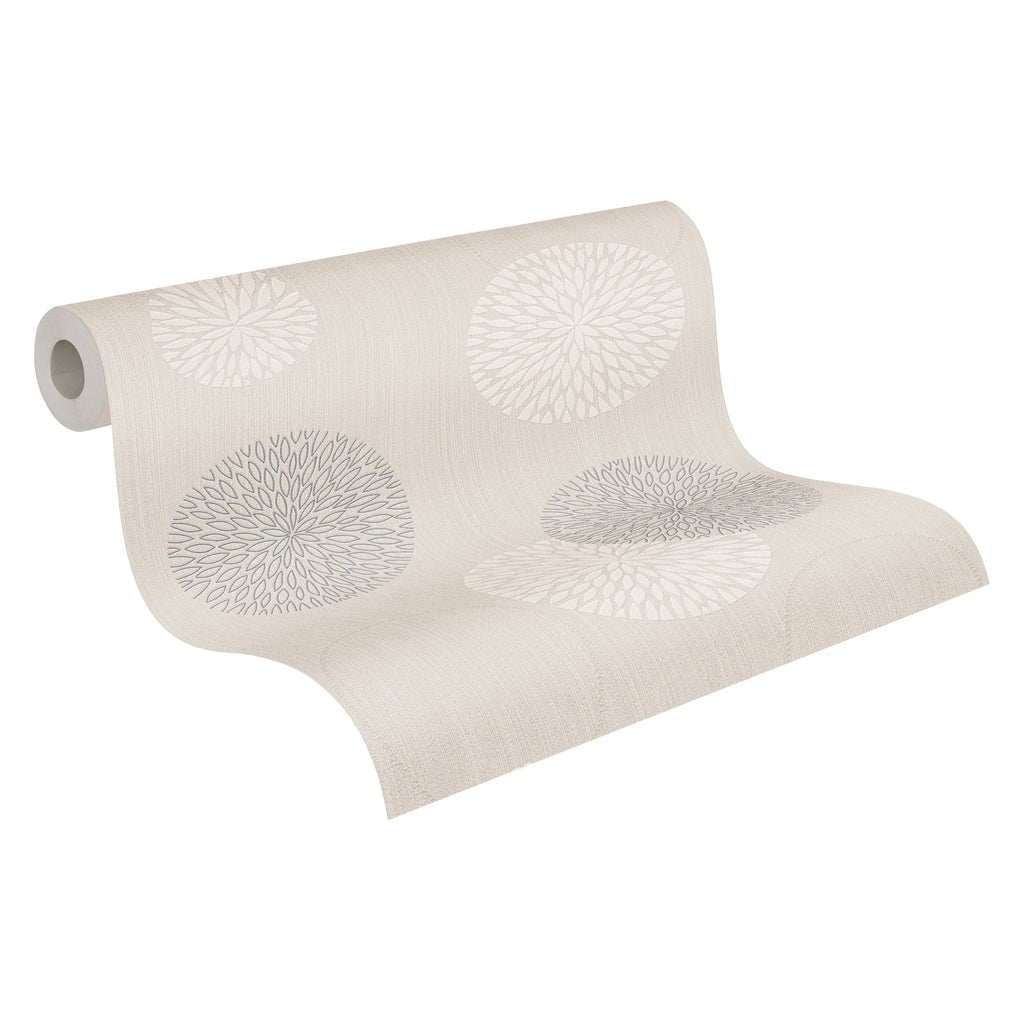 Hochwertige Vliestapete Beige Kreise