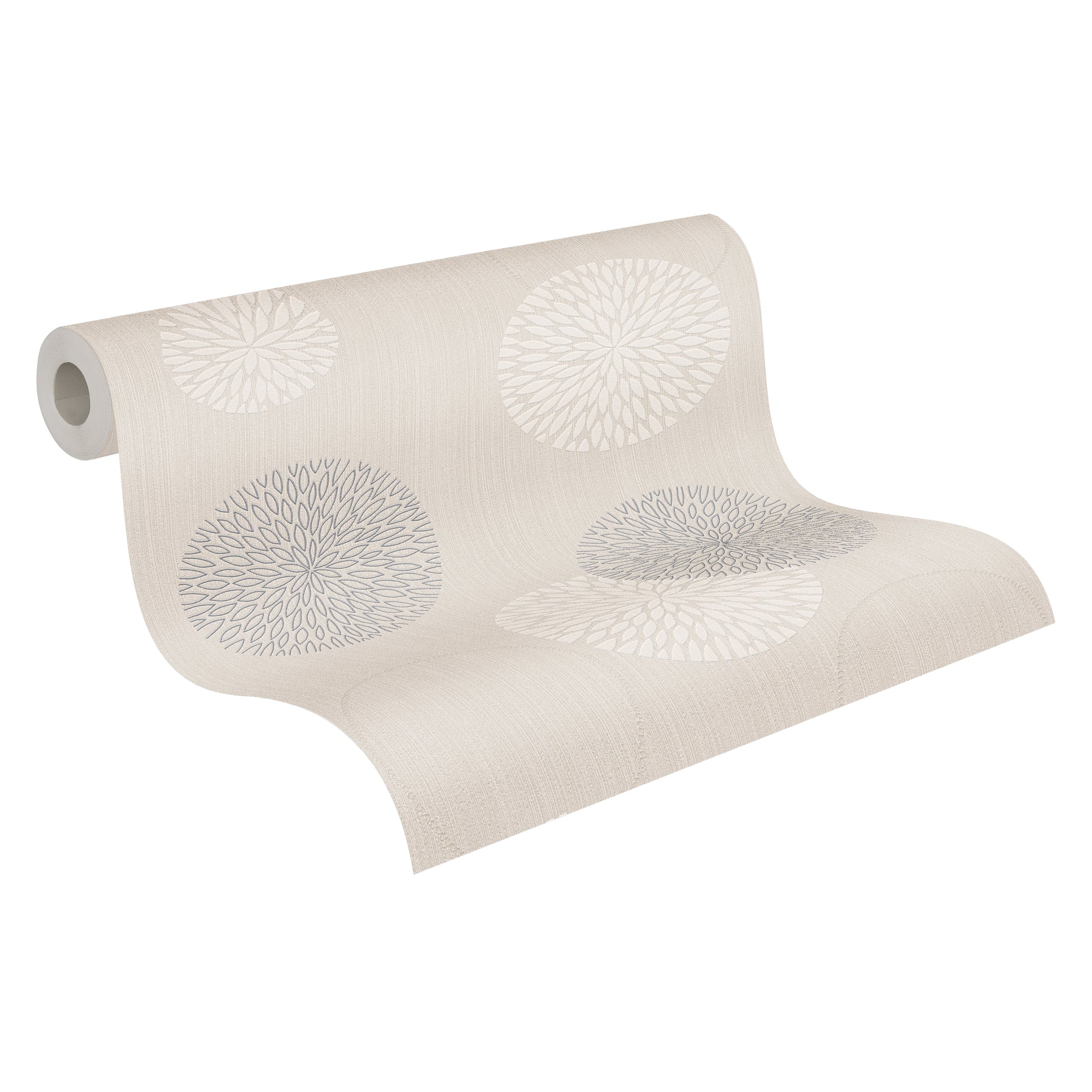 Hochwertige Vliestapete Beige Kreise