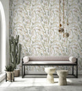 Papel pintado tejido no tejido plantas y botánica blanco y gris y beige - Marburg - Imagen 1
