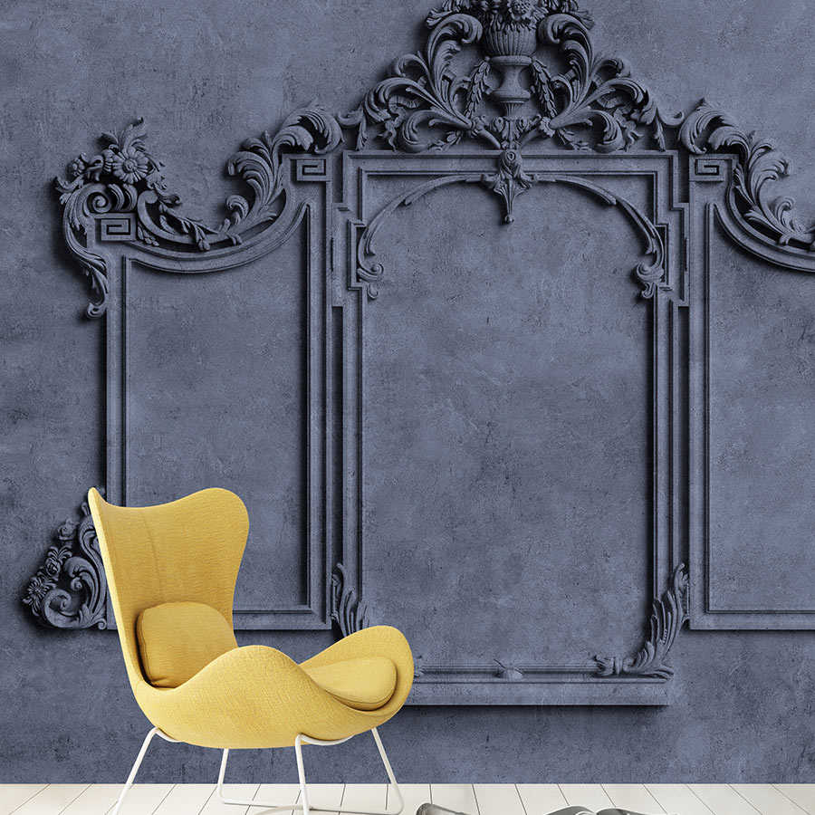Fotomural Walls by Patel - Lyon 3 - photo wallpaper 3D stucco picture frame & plaster look in blue