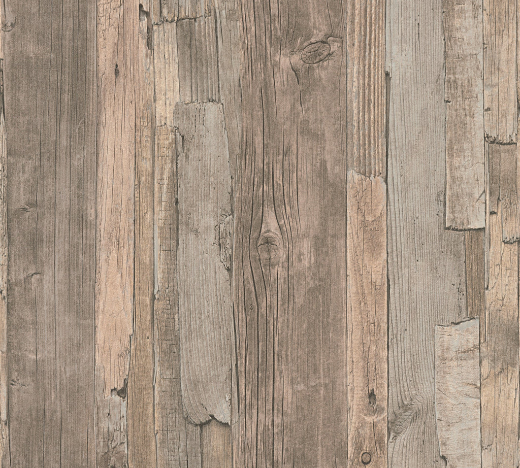 Hochwertige Vliestapete Beige Holzoptik