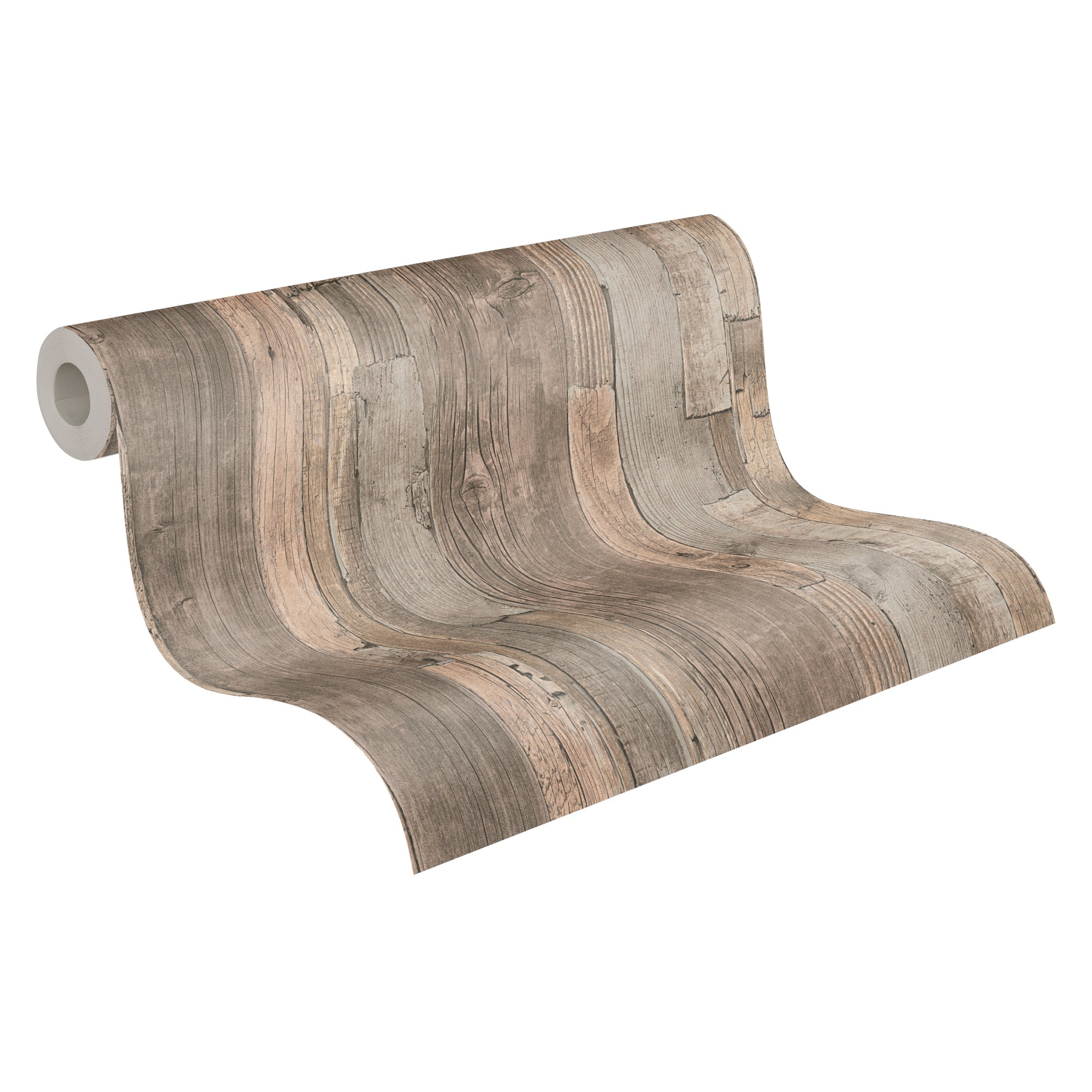 Hochwertige Vliestapete Beige Holzoptik