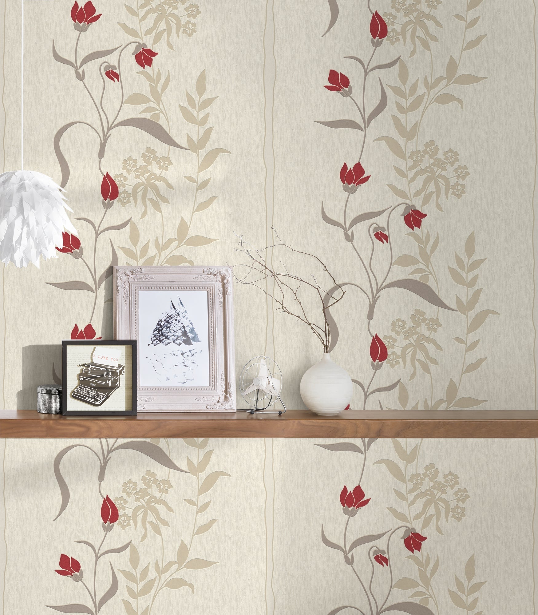 Hochwertige Vliestapete Creme Floral