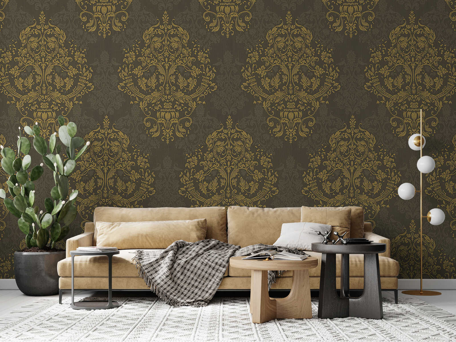 Fotomural Baroque mural brown & gold with ornament design - AP Digital 3