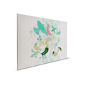 Birdland 3 - Pintura en lienzo Pájaros verdes y rosas Patrón estilo retro