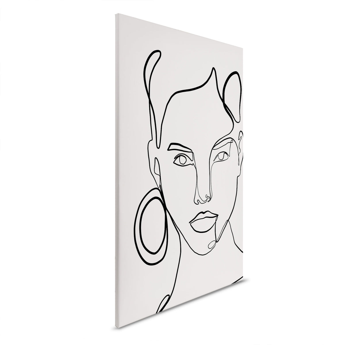 Lienzo arte lineal elegante - Retrato de mujer con pendiente
