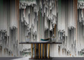 Fotomural Walls by Patel - cascade1 - Abstract plains wallpaper with spatial graduation in textile look - grey, green