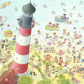 Fotomural Panel XXL 5 - Children mural beach with bathers and lighthouse on premium smooth nonwoven