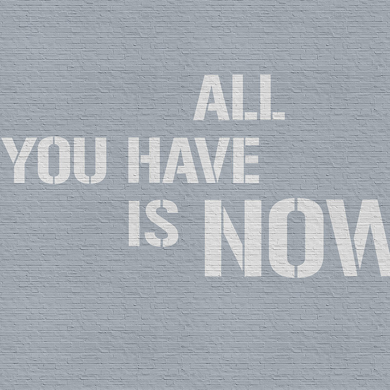 Fotomural Walls by Patel - Message 1 - Grey brick wall with saying on photo wallpaper - Blue, Grey