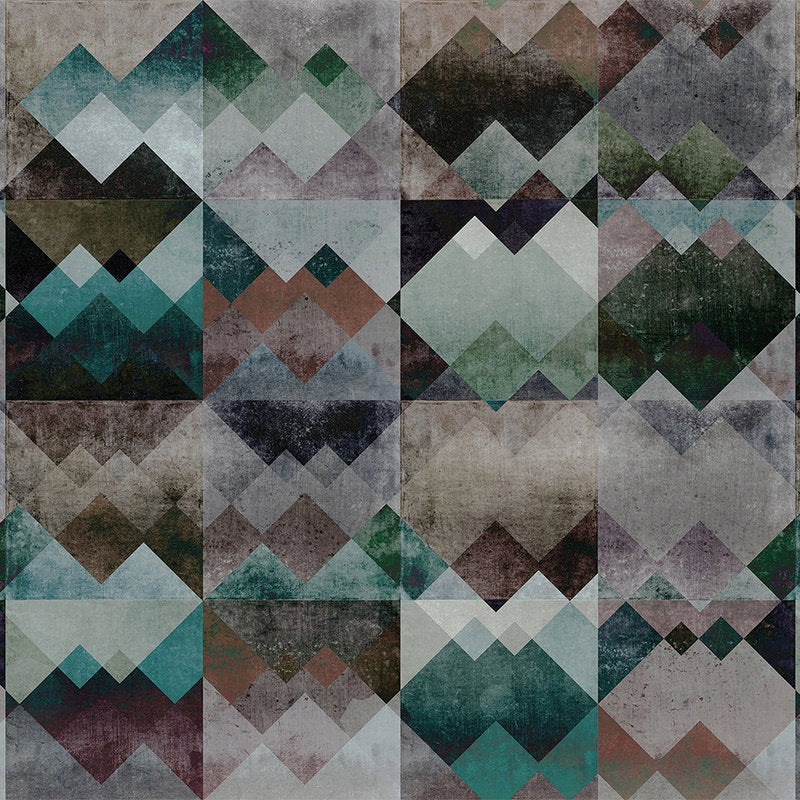 Fotomural Walls by Patel - Photo wallpaper Geometric pattern mountains - Green, Beige