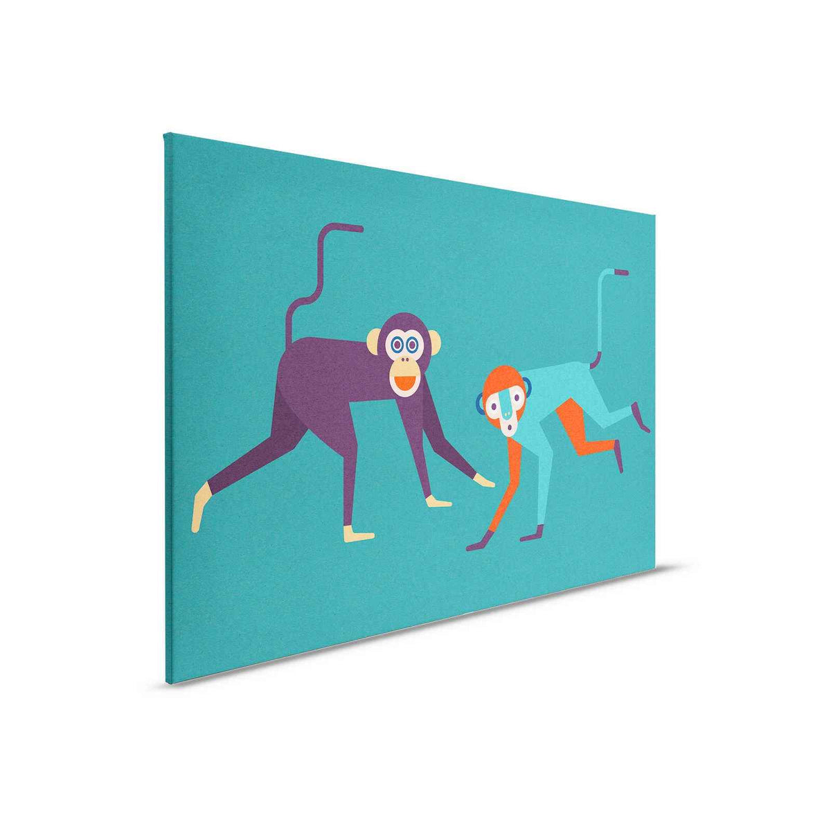 Monkey Business 1 - Pintura sobre lienzo en estructura de cartón, pandilla de monos en estilo cómic