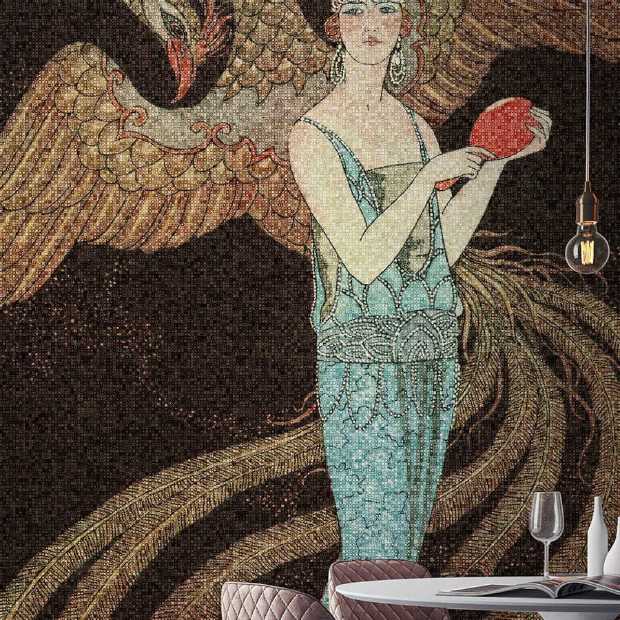 Fotomural Walls by Patel - Scala 1 - mosaic phoenix & woman motif art deco wallpaper