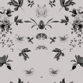 Fotomural Walls by Patel - Photo wallpaper roses & flowers design mirrored - grey, black