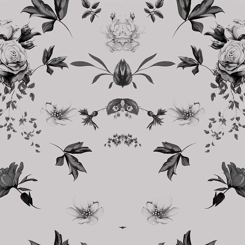 Fotomural Walls by Patel - Photo wallpaper roses & flowers design mirrored - grey, black