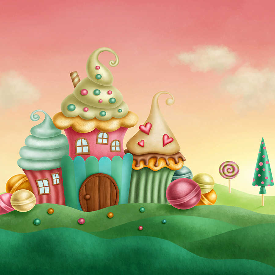 Fotomural Panel XXL 5 - Children's mural castle of sweets on premium smooth nonwoven